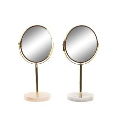 Espejo DKD Home Decor 18 x 13 x 35 cm Gris Beige Dorado Metal Blanco Resina Gris claro (2 Unidades)
