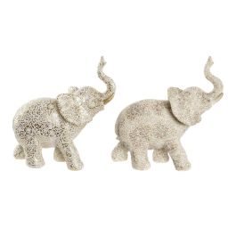Figura Decorativa DKD Home Decor Beige Dorado Elefante Colonial 25 x 11,8 x 25 cm (2 Unidades)