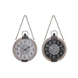 Reloj de Mesa DKD Home Decor 40 x 6,5 x 46 cm Negro Blanco Hierro Mandala Madera MDF (2 Unidades)
