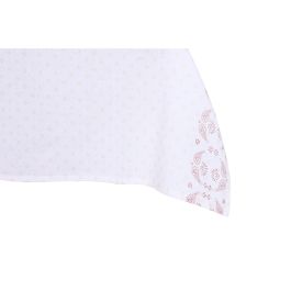 Mantel y servilletas DKD Home Decor 150 x 150 x 0,5 cm Rosa Blanco (2 Unidades)