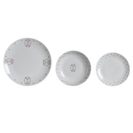 Set de Vajilla DKD Home Decor Porcelana Rosa Blanco 27 x 27 x 3 cm 18 Piezas
