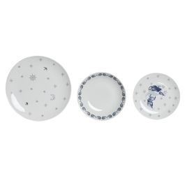 Set de Vajilla DKD Home Decor Porcelana Azul Blanco 27 x 27 x 3 cm 18 Piezas