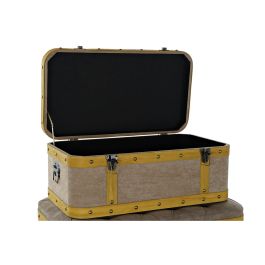 Juego de Baúles DKD Home Decor 80 x 50 x 42 cm Madera Marrón Gris claro Moderno Velvet