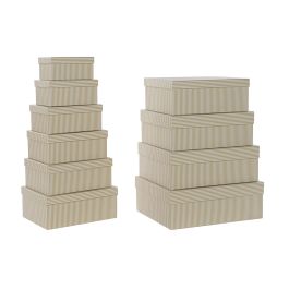 Set de Cajas Organizadoras Apilables DKD Home Decor Blanco Cuadrada Cartón Mostaza (43,5 x 33,5 x 15,5 cm) Precio: 42.95000028. SKU: S3042847
