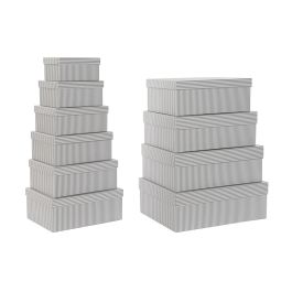 Set de Cajas Organizadoras Apilables DKD Home Decor Gris Blanco Cuadrada Cartón (43,5 x 33,5 x 15,5 cm) Precio: 42.95000028. SKU: S3042848