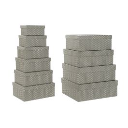 Set de Cajas Organizadoras Apilables DKD Home Decor Topos Gris Blanco Cartón (43,5 x 33,5 x 15,5 cm) Precio: 45.95000047. SKU: S3042849