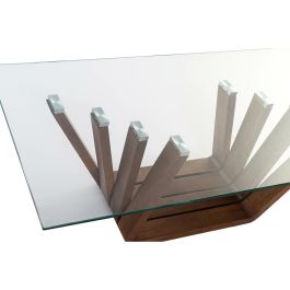 Mesa de Centro DKD Home Decor Cristal Nogal Aluminio 130 x 70 x 42 cm