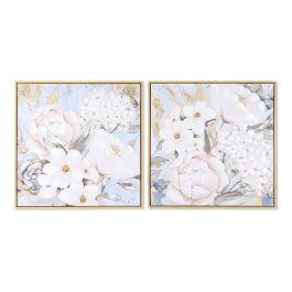 Cuadro DKD Home Decor Flores Romántico 60 x 3,5 x 60 cm (2 Unidades)