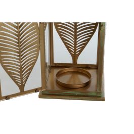 Farol DKD Home Decor Dorado Metal 16,5 x 16,5 x 50 cm Hoja de planta