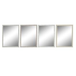 Espejo de pared DKD Home Decor 56 x 2 x 76 cm Cristal Gris Beige Blanco Poliestireno (4 Unidades)