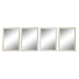 Espejo de pared DKD Home Decor 70 x 2 x 97 cm Cristal Marfil Poliestireno (4 Unidades)