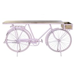 Consola DKD Home Decor Bicicleta 180 x 41 x 94 cm Rosa claro Hierro Madera de mango