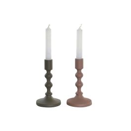 Candelabro Urban DKD Home Decor Rosa Verde 10.5 x 23.5 x 10.5 cm (2 Unidades)