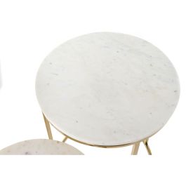 Juego de 2 mesas DKD Home Decor Blanco Dorado Aluminio Mármol 46 x 46 x 58 cm