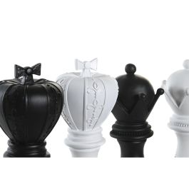 Figura Decorativa DKD Home Decor Blanco Negro Fichas de Ajedrez 12 x 12 x 25,5 cm (4 Unidades)
