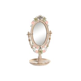 Espejo con Soporte DKD Home Decor 16,5 x 13 x 30 cm Cristal Resina Multicolor Romántico