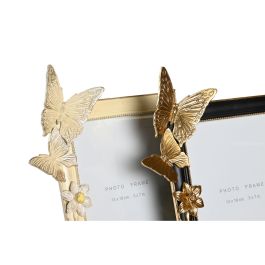 Marco de Fotos DKD Home Decor 21 x 3 x 25 cm Cristal Negro Beige Dorado Resina Mariposas Shabby Chic (2 Unidades)
