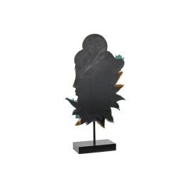 Figura Decorativa DKD Home Decor 22 x 8 x 42,5 cm Negro Dorado Buda Turquesa Oriental (2 Unidades)