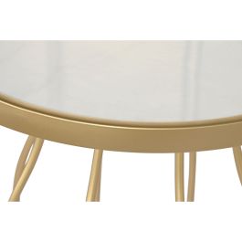 Mesa auxiliar DKD Home Decor Blanco Dorado Metal Pizarra 49 x 49 x 60,5 cm