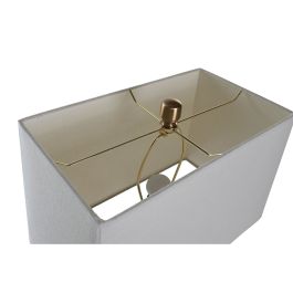 DKD Home Decor Lámpara Sobremesa Blanco Dorado Mármol Metal Lino 23 x 62 x 40 cm