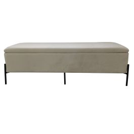 Banqueta DKD Home Decor Negro Crema Metal 140 x 40 x 45 cm