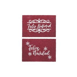 Felpudo Navidad Tradicional DKD Home Decor Rojo Blanco 40 x 1.5 x 60 cm (2 Unidades)