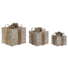 Regalo Navidad Moderna DKD Home Decor Blanco Dorado 25 x 25 x 25 cm Set de 3