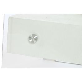Mesita de Noche DKD Home Decor Blanco Transparente Cristal Madera MDF 50 x 40 x 45,5 cm