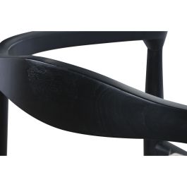 DKD Home Decor Silla Horeca Negro Blanco 55 x 81 x 59 cm Ratan Teca Hecho a mano