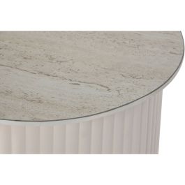 Mesa auxiliar Home ESPRIT Blanco Beige Marrón claro Metal Cerámica 70 x 46 x 38 cm