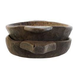 DKD Home Decor Bandeja Natural 36 x 53 x 8 cm (2 Unidades) Madera Teca Hecho a Mano