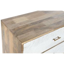 Cajonera Home ESPRIT Blanco Marrón Dorado Hierro Madera de mango Ondas Moderno 80 x 45 x 85 cm