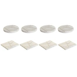 Posavasos Chic DKD Home Decor Blanco Dorado 10 x 1 x 10 cm Set de 4 (2 Unidades)