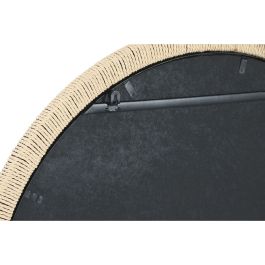 Espejo de pared Home ESPRIT Negro Natural Cuerda Abeto Mediterráneo 80 x 3,5 x 80 cm