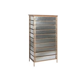 Cajonera Home ESPRIT Marrón Gris Plateado Natural Metal Abeto Loft 66 x 33,5 x 121 cm