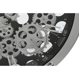 Reloj de Pared Home ESPRIT Negro Plateado Metal Cristal Engranajes 52 x 8,5 x 52 cm
