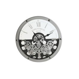 Reloj de Pared Home ESPRIT Negro Plateado Metal Cristal Engranajes 52 x 8,5 x 52 cm