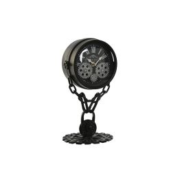 Reloj de Mesa Home ESPRIT Negro Plateado Metal Cristal 18 x 17 x 33 cm