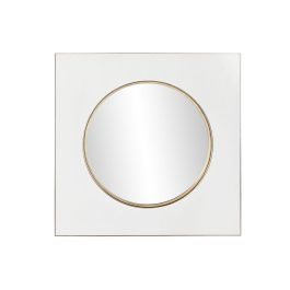 Espejo de pared Home ESPRIT Blanco Dorado Hierro Espejo 100 x 4 x 100 cm
