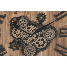 DKD Home Decor Reloj de Pared Loft Negro Natural 10x72x72 cm Hierro MDF