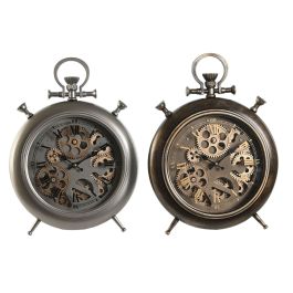 Reloj de Mesa Home ESPRIT Cobre Plateado Cristal Hierro Vintage 29 x 6 x 40 cm (2 Unidades) Reloj de Mesa Home ESPRIT Cobre Plateado Cristal Hierro Vintage 29 x 6 x 40 cm (2 Unidades)
