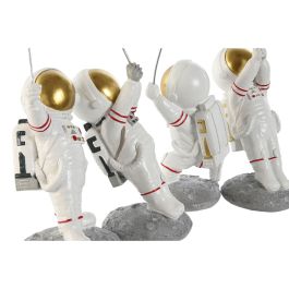 Figura Decorativa Home ESPRIT Blanco Dorado Astronauta 10,5 x 10,5 x 25 cm (4 Unidades)