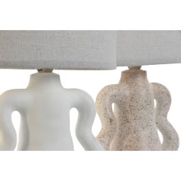 Lámpara de mesa Home ESPRIT Blanco Beige Gres 40 W 220 V 22 x 22 x 34 cm (2 Unidades)