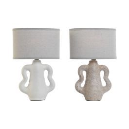 Lámpara de mesa Home ESPRIT Blanco Beige Gres 40 W 220 V 22 x 22 x 34 cm (2 Unidades)
