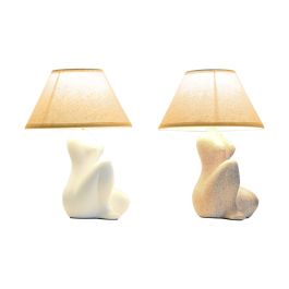 Lámpara de mesa Home ESPRIT Blanco Beige Gres 40 W 220 V 22 x 22 x 30 cm (2 Unidades)