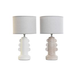 Lámpara de mesa Home ESPRIT Blanco Beige Gres 40 W 220 V 23 x 23 x 41 cm (2 Unidades)