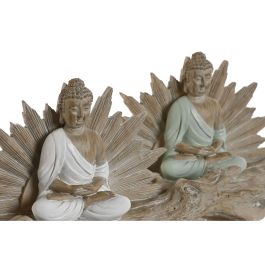 Figura Decorativa Home ESPRIT Blanco Verde Buda Oriental 30 x 6 x 15 cm (2 Unidades)