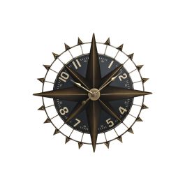 Reloj de Pared Home ESPRIT Negro Dorado Hierro Brújula Vintage 80 x 7,5 x 80 cm