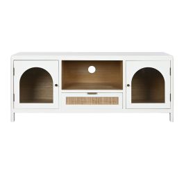 Mueble de TV Home ESPRIT Blanco Cristal Madera de Paulonia 120 x 40 x 50 cm