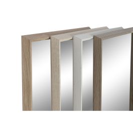 Espejo de pared Home ESPRIT Blanco Marrón Beige Gris Cristal Poliestireno 33,2 x 3 x 125 cm (4 Unidades)